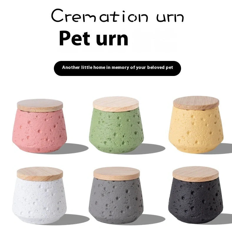 Handmade cement pet cinerary casket for teeth and hair keepsakes in six colours