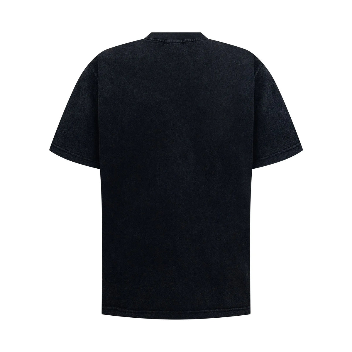 Washed vintage men's loose short sleeve T-shirt in black cotton blend, sizes S to XL