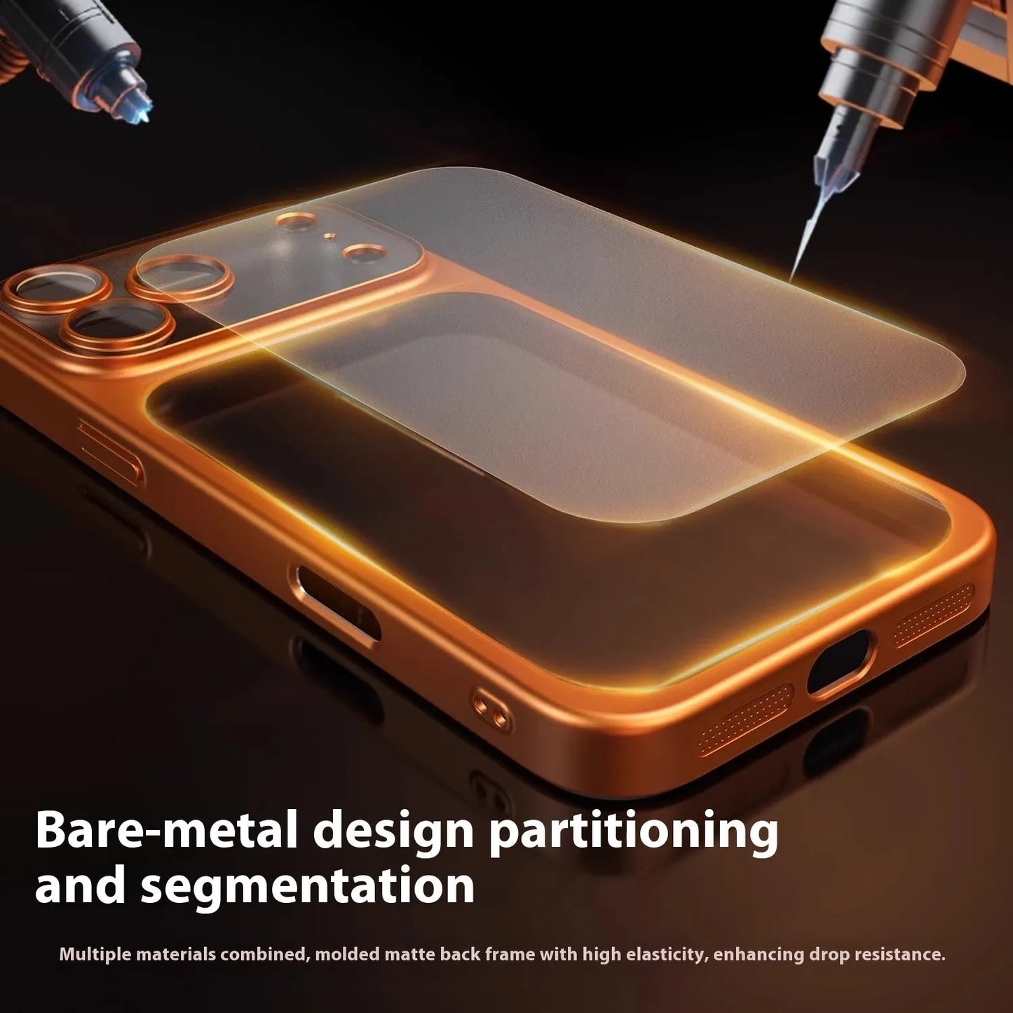 Frosted electroplating PC phone case for iPhone 17 series in all-inclusive design showing drop resistance