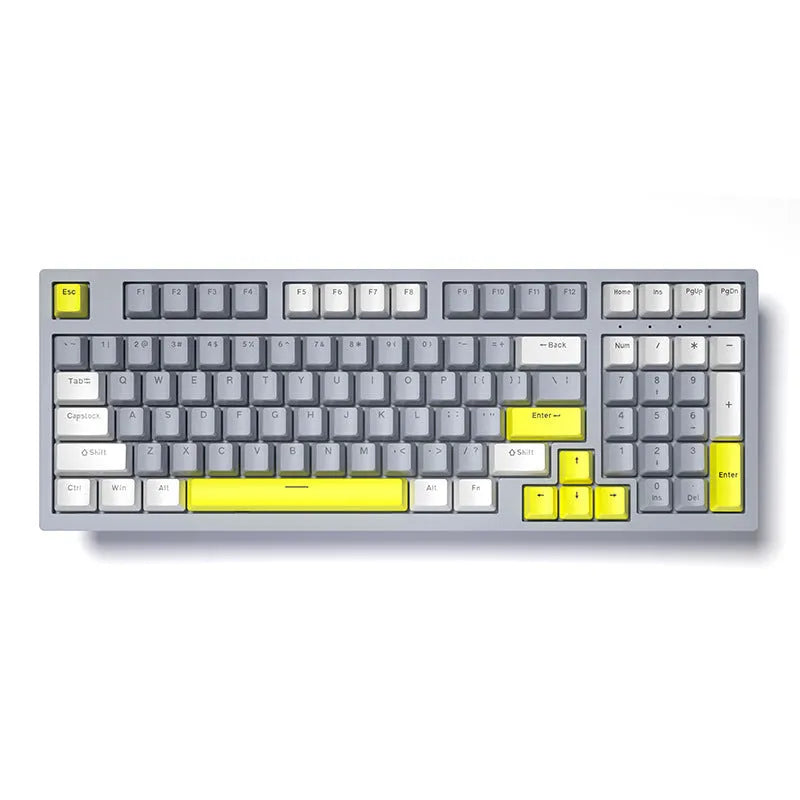K98 mechanical keyboard and matching wireless mouse in a selected colour from the range on a desk.