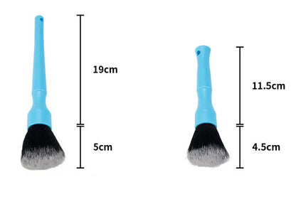 Soft nylon car detail brush with black blue or red handle for interior car cleaning and dashboard vent dust removal