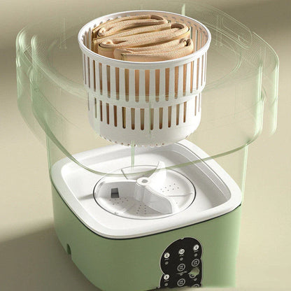 Compact, foldable portable washing machine with three timer settings and energy-efficient design