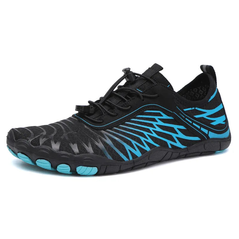 Men's outdoor sports shoes with lace-up front, breathable gauze lining, and non-slip rubber soles in multiple colour options