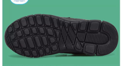 Boys' black and white waterproof sports shoes with non-slip soles