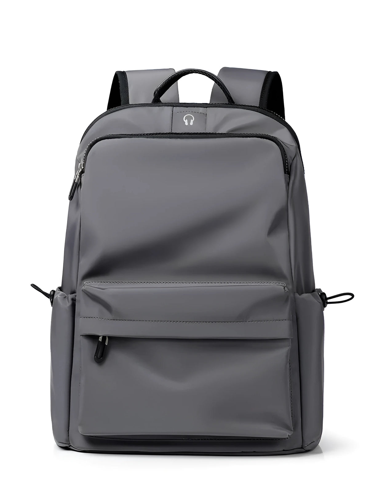 Oxford spinning travel backpack, medium vertical square school bag with zipper and double shoulder straps, black or grey.