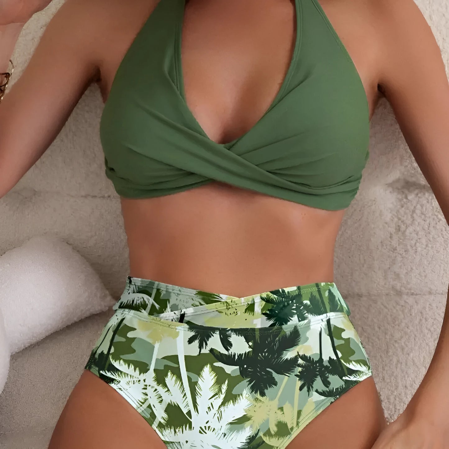 Women's high-waist swimsuit in nylon, shown in peacock green colour, suitable for swimming sports.