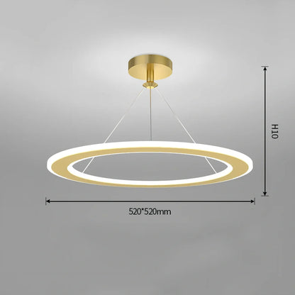 Circular LED bedroom chandelier with iron body and PMMA shade in black, gold or white