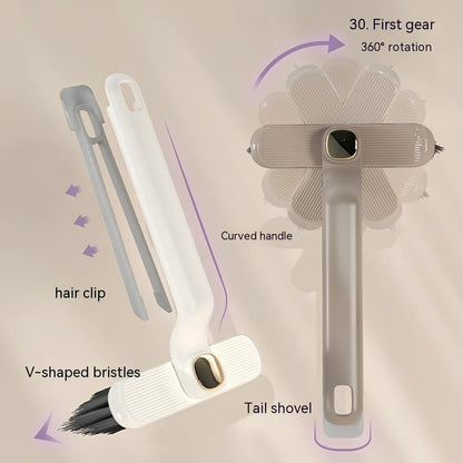 Rotating dual-head gap cleaning brush for tile stains in purple, white or brown