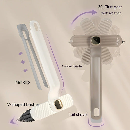Rotating dual-head gap cleaning brush for tile stains in purple, white or brown