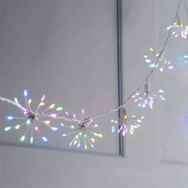 Dandelion LED solar fireworks lamp, 6.25m flower shape, 10 fireworks, 100 or 200 LED, warm white or colourful