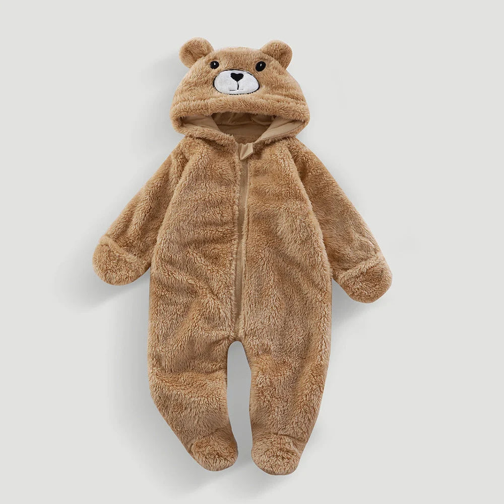 Children's thermal jumpsuit pyjamas in dark khaki colour with height options from 59cm to 80cm