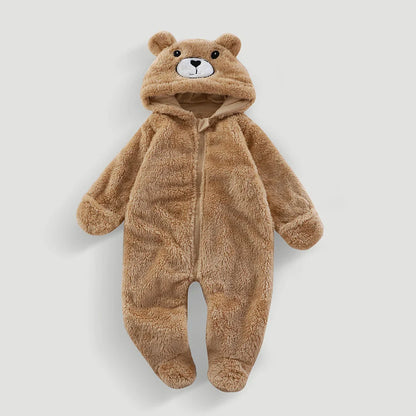 Children's thermal jumpsuit pyjamas in dark khaki colour with height options from 59cm to 80cm