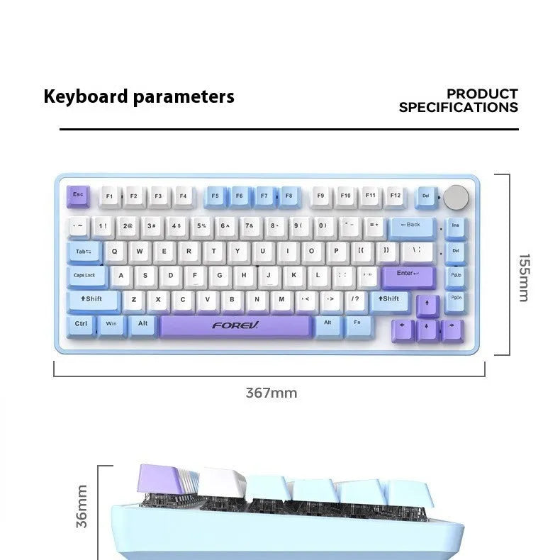 K98 mechanical keyboard and matching wireless mouse in a selected colour from the range on a desk.