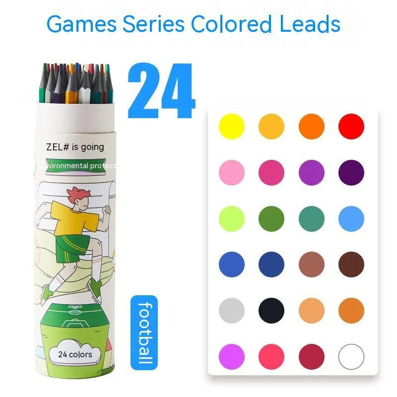 Zhenglin sports colour pencils for children showing paper barrel construction with multiple colour leads