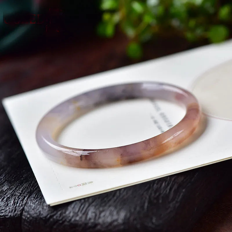 Jade violet bracelet with geometric design in flat bar and round bar styles, adjustable 54-64mm sizes
