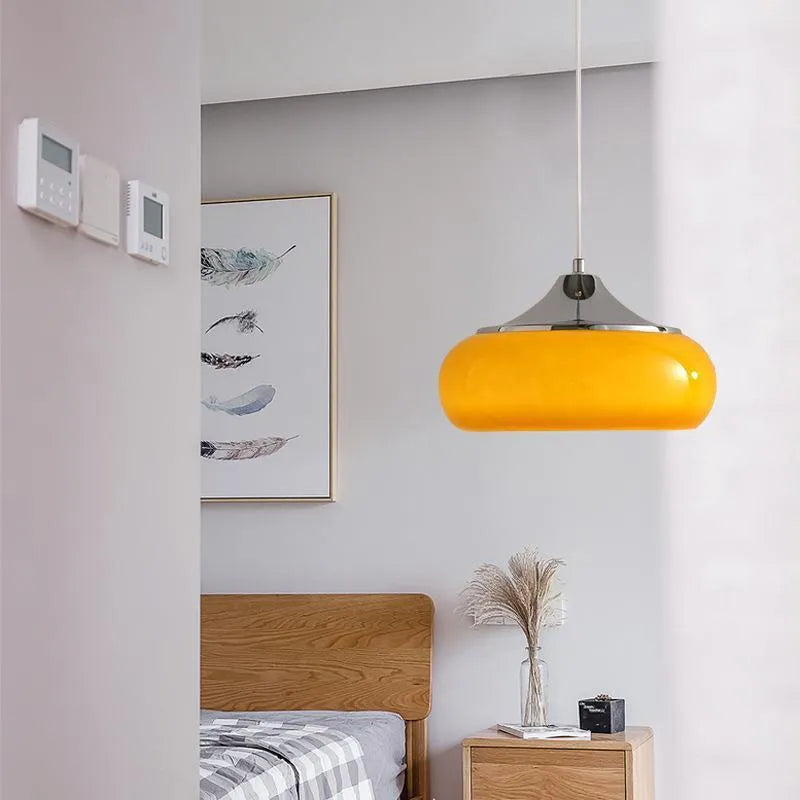Bauhaus three headed egg tart pendant light with milk white glass shades