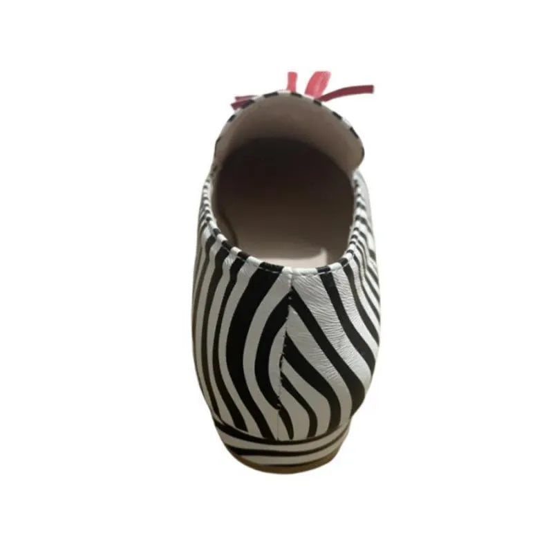 Women's leopard print low-cut casual loafers with flat heel and round toe, sizes 34-43