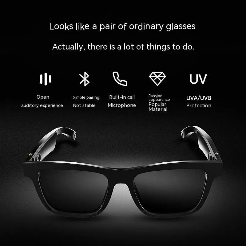Black and Transparent Bluetooth Smart Glasses with TR90 Frame