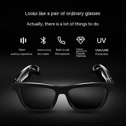 Black and Transparent Bluetooth Smart Glasses with TR90 Frame