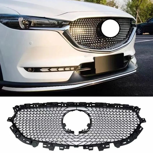 CX5 medium mesh modified GT sports air intake grille for second-generation Mazda CX5 in GT silver finish