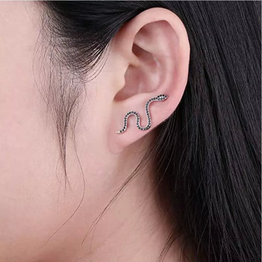 Personalized Line Pattern Women's Earrings in black copper with minimalist design