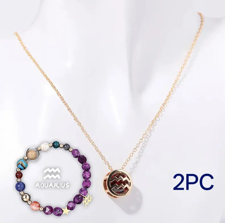 Natural stone beaded necklace and bracelet set with adjustable cord in twelve style variations
