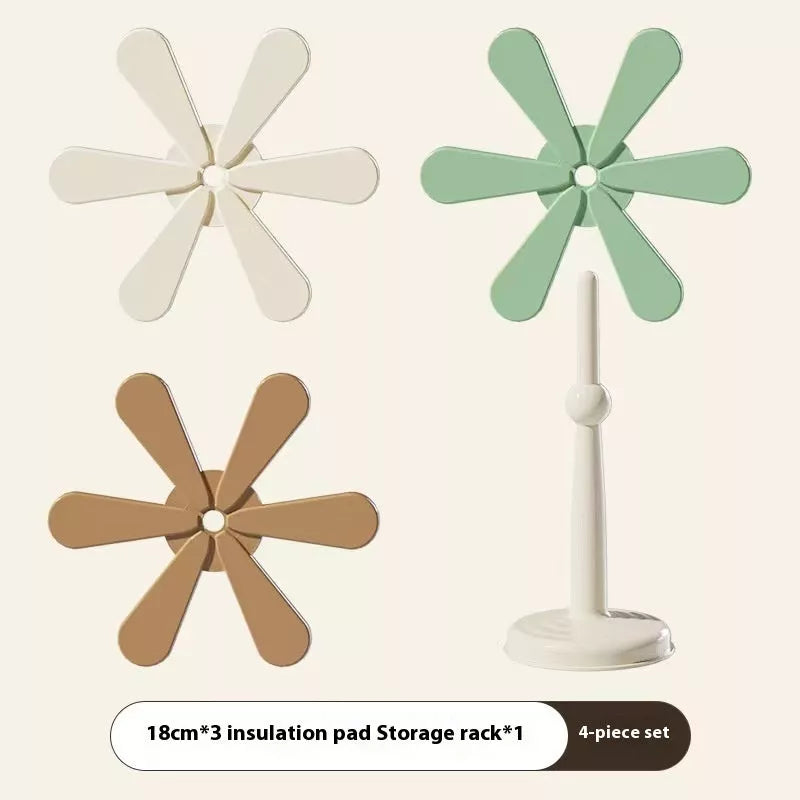 Tree-shaped silicone trivet set for heat protection on kitchen countertops