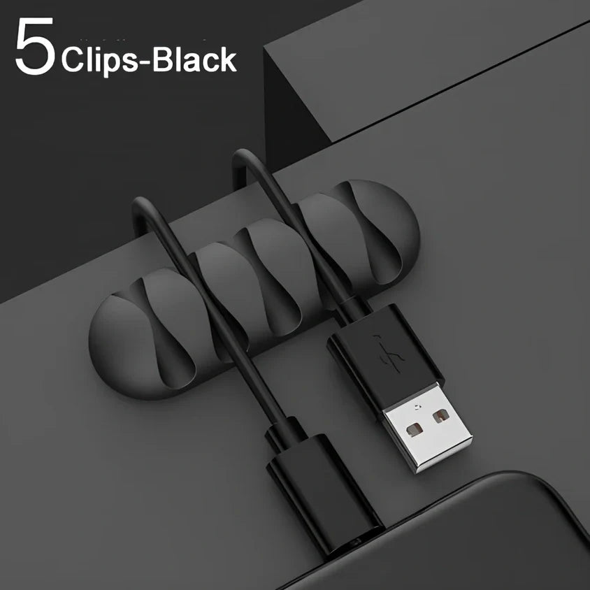 TPR silicone cable holder with Korean flannelette backing organising USB and network cables