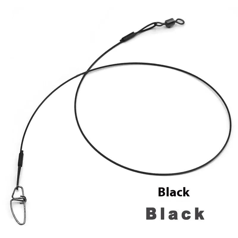 Green, black, and red 54cm steel wire fishing accessories with double buckle pins on fishing tackle