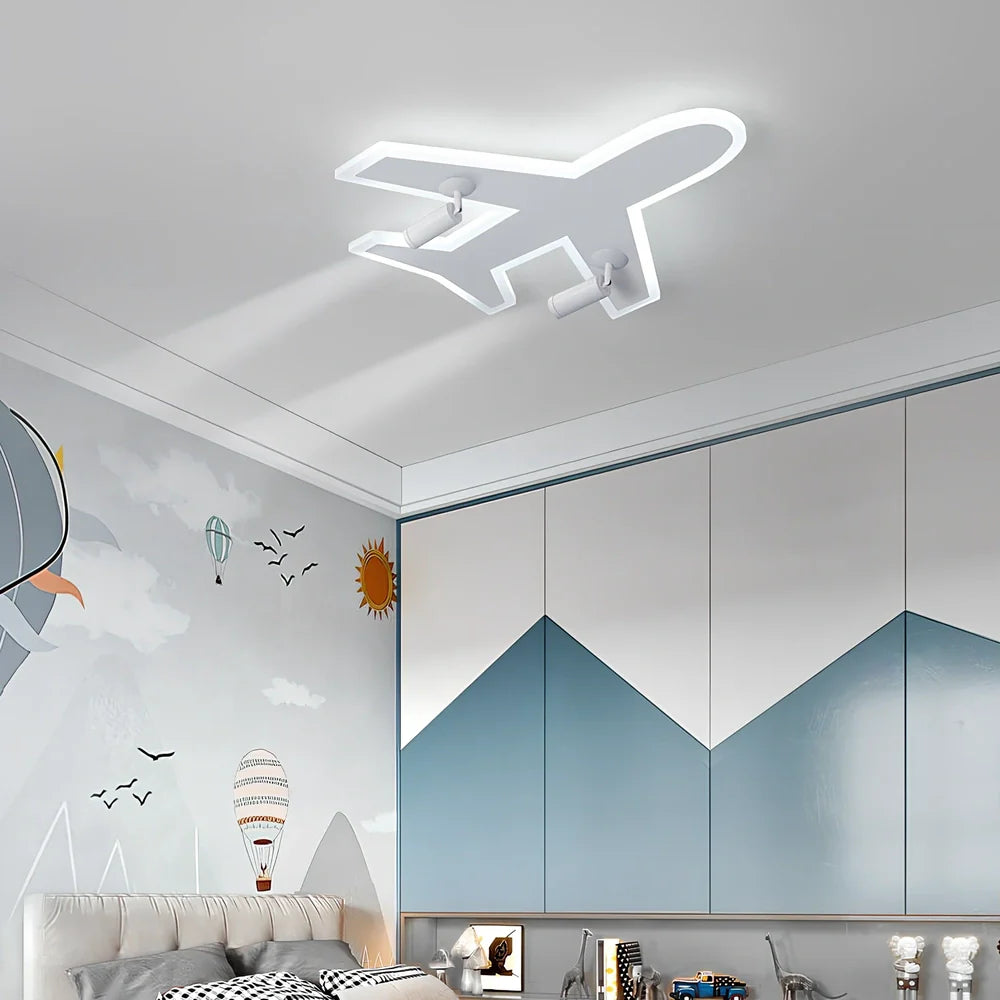Modern minimalist LED ceiling lamp with acrylic diffuser and remote control for children's room lighting