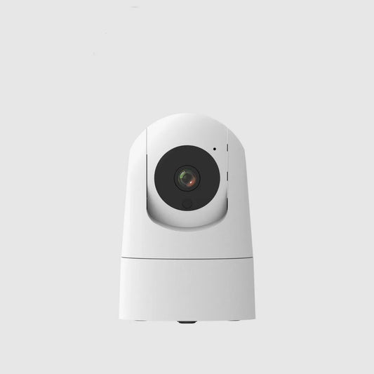 Indoor pan/tilt security camera with 1080p resolution and two-way voice feature, measuring 80x80x115mm