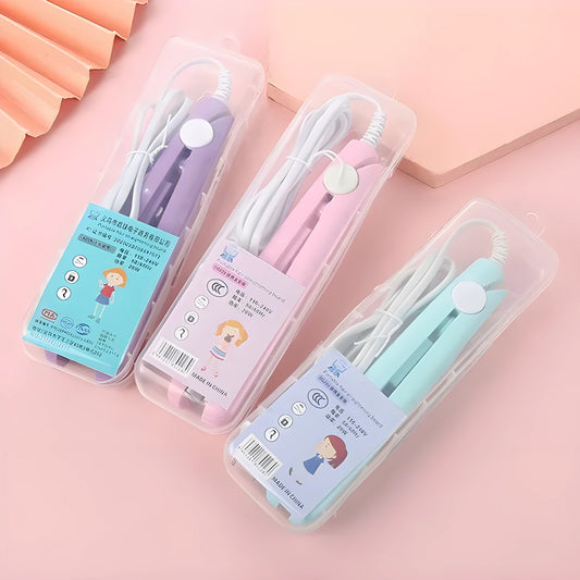 Mini hairdressing splint hair straightener for bangs and perms with storage box in multiple colour options