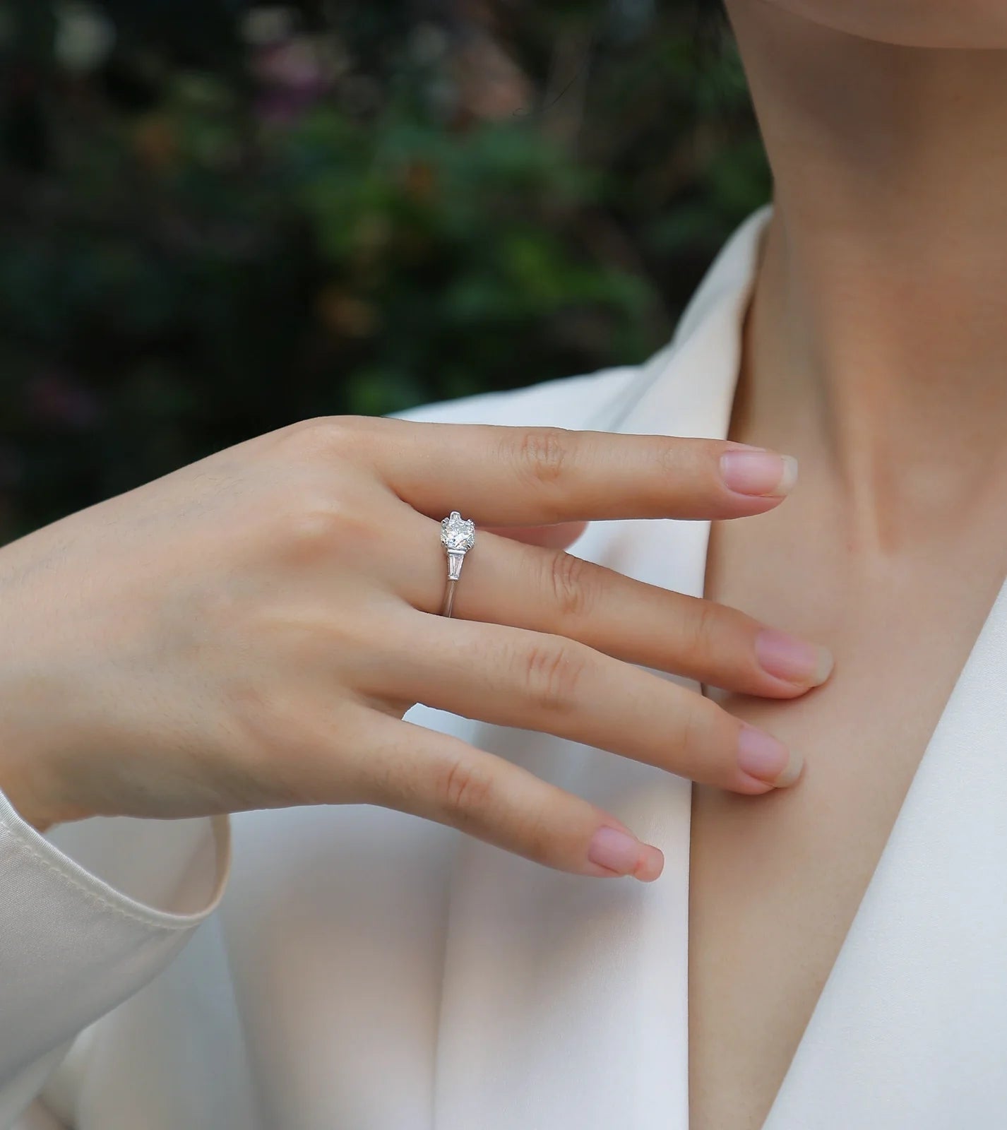 DESTINY wedding ring set with 6x6mm pillow-cut moissanite in platinum-plated S925 silver