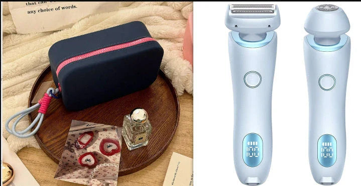 Cordless women's electric shaver with specialized square foil head and hypoallergenic blades for smooth, hair-free skin