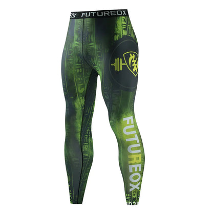 Men's printed slim-fit sports suit top and trousers for running and gym workouts