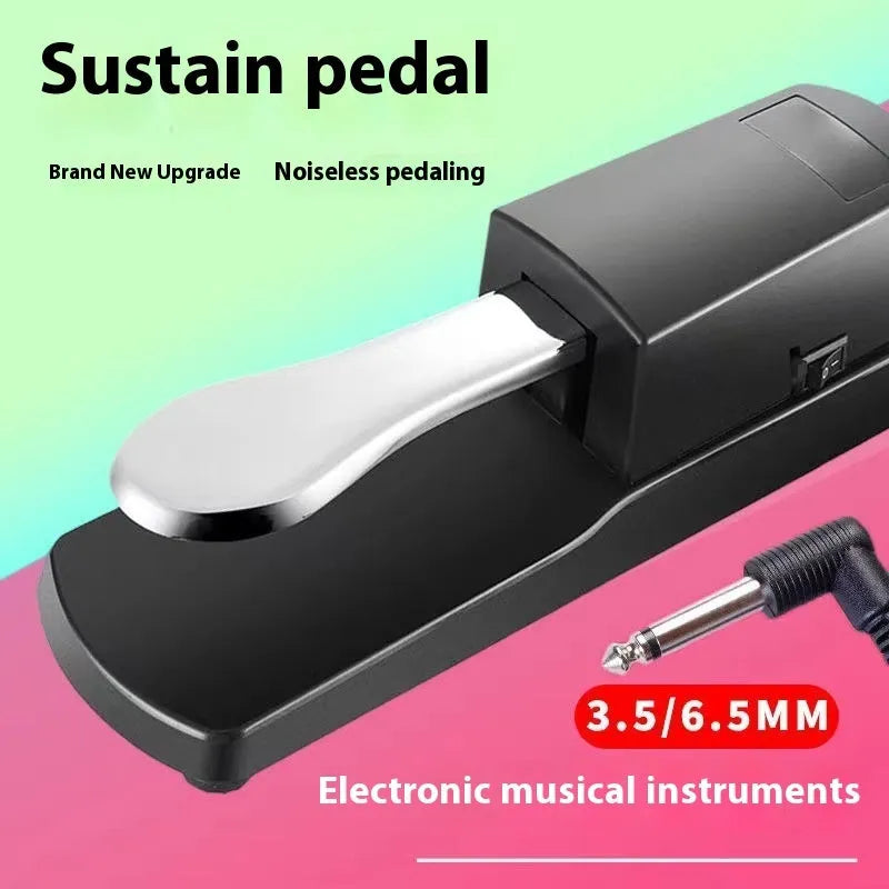 Single-leg sustain pedal for keyboards, 635.2mm long, made of black ABS plastic