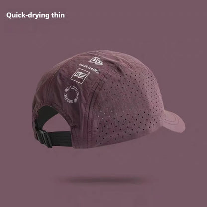 Men's adjustable baseball cap in breathable mesh fabric, shown in black, grey, green, khaki, or purple.