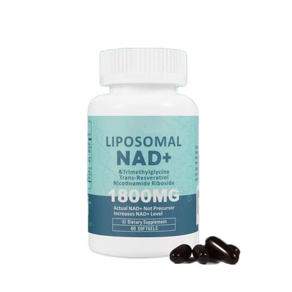 Bottle of nicotinamide mononucleotide gel supplement capsules showing 60 or 120 piece count options