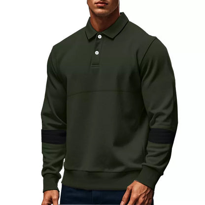 Men's long-sleeved lapel polo shirt in various colors for casual wear