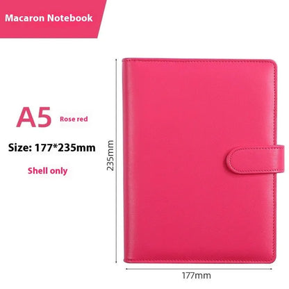 Solid colour A5 PU leather notebook shell with zipper closure in various colour options