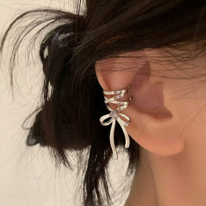 Ballet Style Ribbon Bow-knot Non-Piercing Ear Cuff for Women - Fashion Jewelry