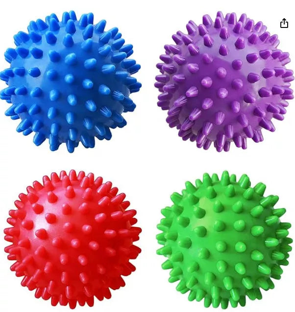 PVC acupressure massage ball with lengthened massage points for deep tissue relief