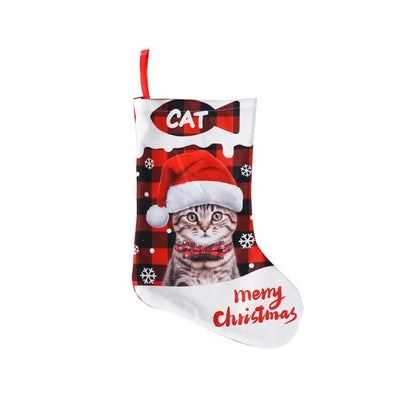 26x36cm cloth Christmas decoration with plaid pattern featuring puppy and cat motifs in six colour variations