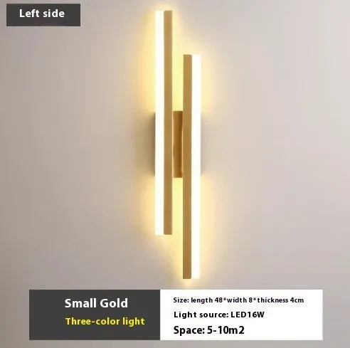 Scandinavian minimalist LED wall light with acrylic shade and adjustable arm in black or gold finish.