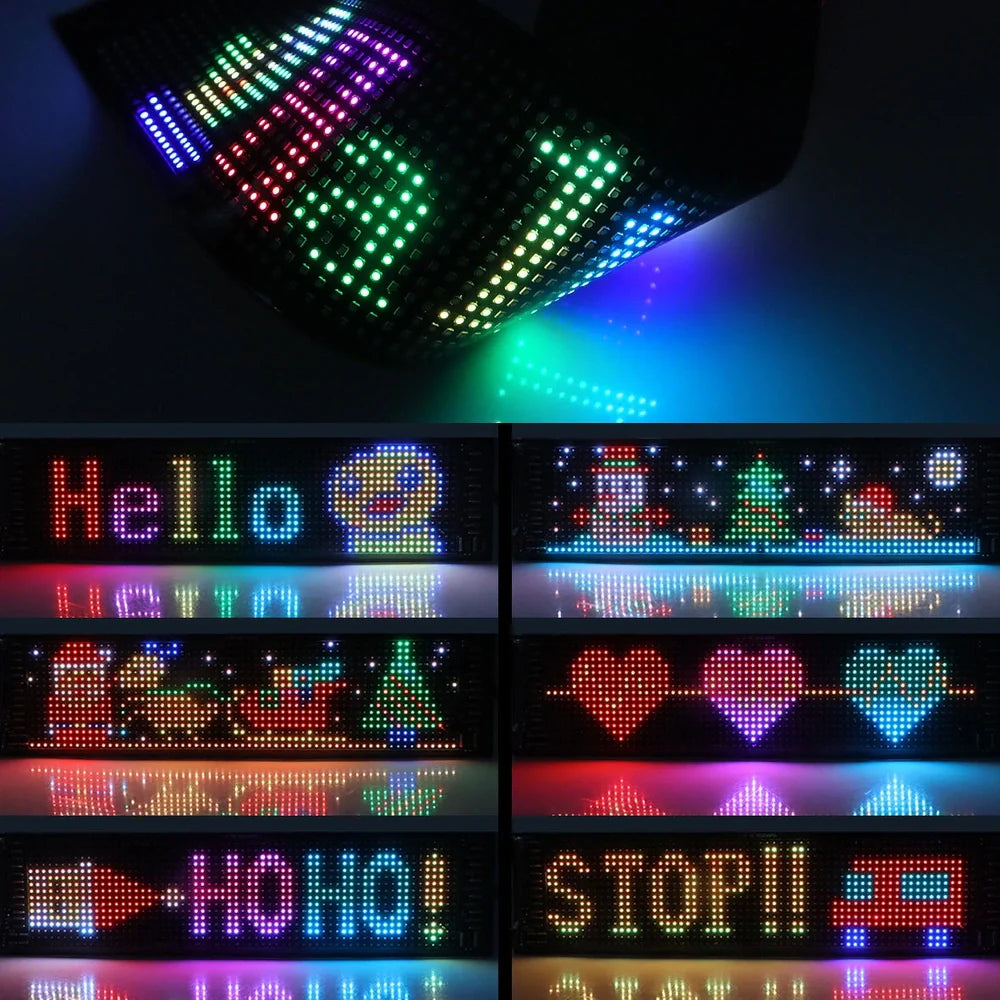 USB programmable LED pixel matrix soft screen displaying custom graphics with 16×192 resolution