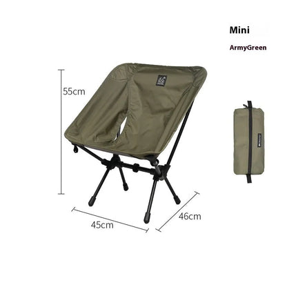 Aluminium alloy folding moon chair in outdoor setting with Oxford cloth seating and foldable frame