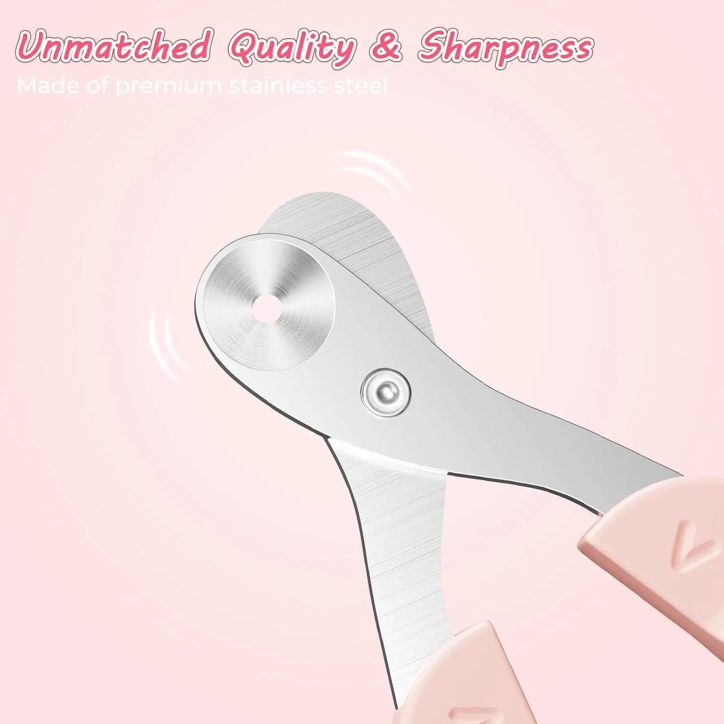 Cat nail clipper with blue handle and positioning round hole for safe trimming