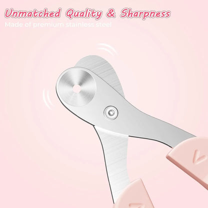 Cat nail clipper with blue handle and positioning round hole for safe trimming
