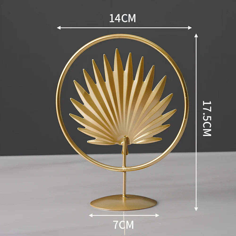 Nordic geometric wrought iron ornament with copper finish measuring 15x20cm