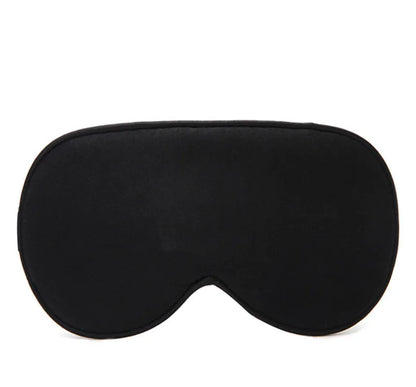 Double-sided mulberry silk eye mask showing 22cm by 11cm dimensions in navy blue colour